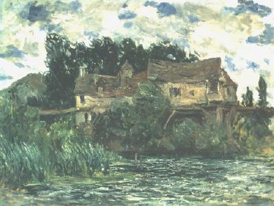 Maisons sur le vieux pont de Vernon - Claude Monet