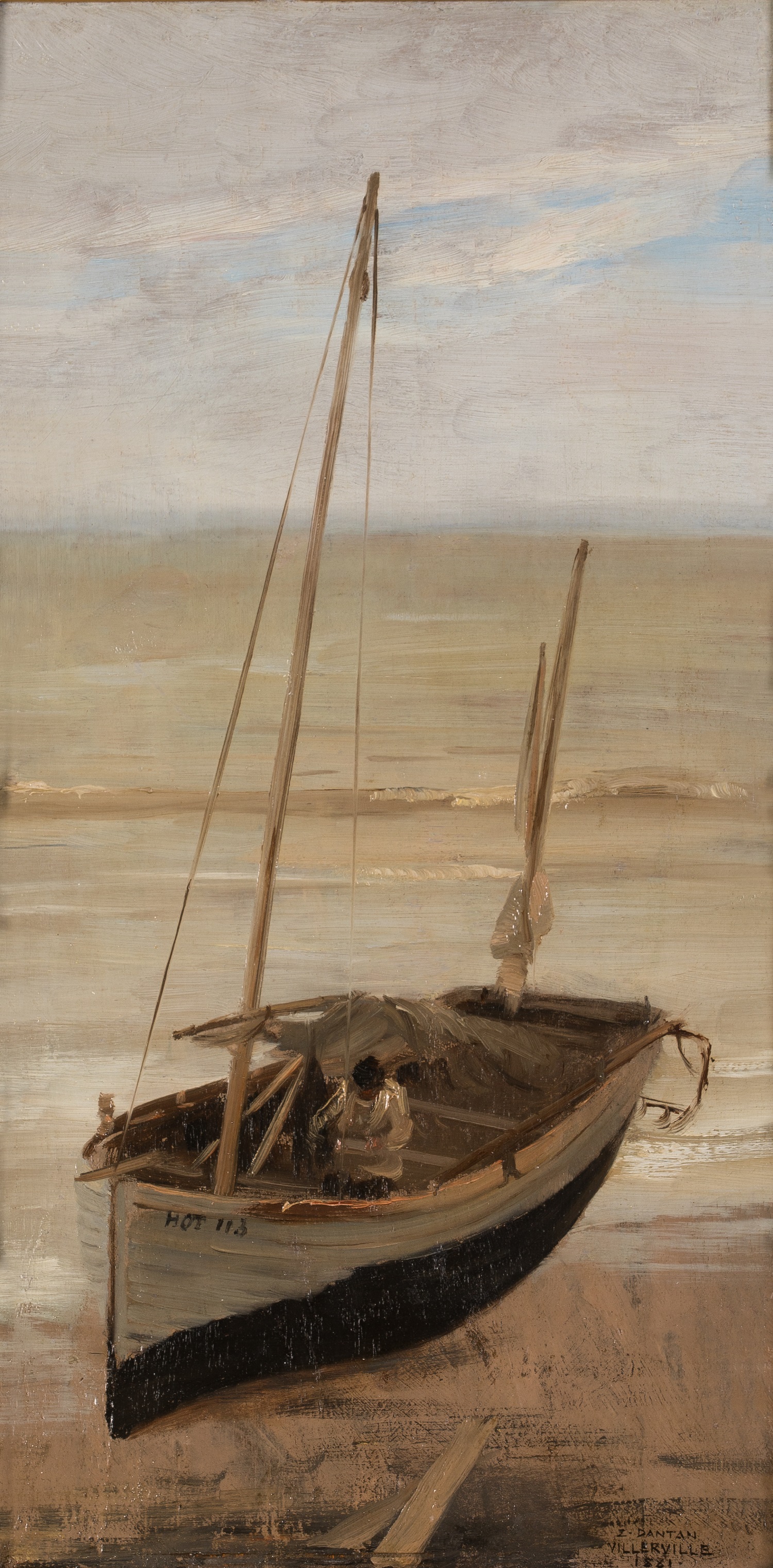 Camille Corot Trouville, bateaux de pêche échoués dans le canal