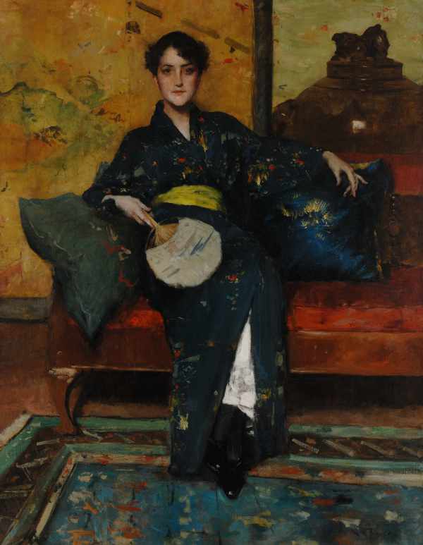 William Merritt Chase Un coin confortable (À son aise. Le kimono bleu),